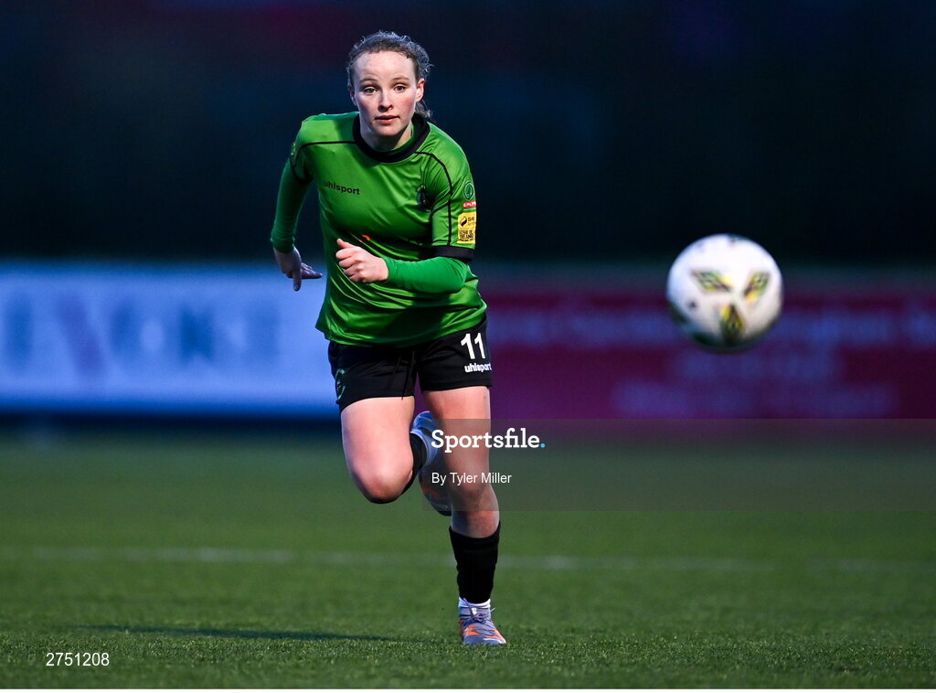 2 March 2024; Freya Healy of Peamount United during the 2024 Women's President's Cup match between Athlone Town and Peamount United at Athlone Town Stadium in Athlone, Westmeath. Photo by Tyler Miller/Sportsfile
