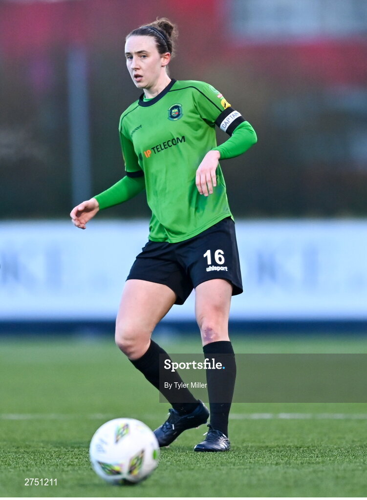 2 March 2024; Karen Duggan of Peamount United during the 2024 Women's President's Cup match between Athlone Town and Peamount United at Athlone Town Stadium in Athlone, Westmeath. Photo by Tyler Miller/Sportsfile