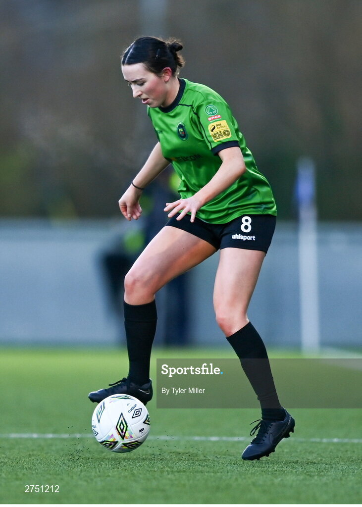 2 March 2024; Sadhbh Doyle of Peamount United during the 2024 Women's President's Cup match between Athlone Town and Peamount United at Athlone Town Stadium in Athlone, Westmeath. Photo by Tyler Miller/Sportsfile