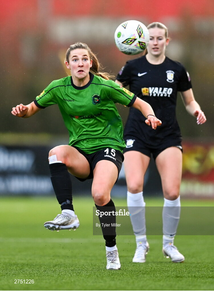 2 March 2024; Ellen Dolan of Peamount United during the 2024 Women's President's Cup match between Athlone Town and Peamount United at Athlone Town Stadium in Athlone, Westmeath. Photo by Tyler Miller/Sportsfile