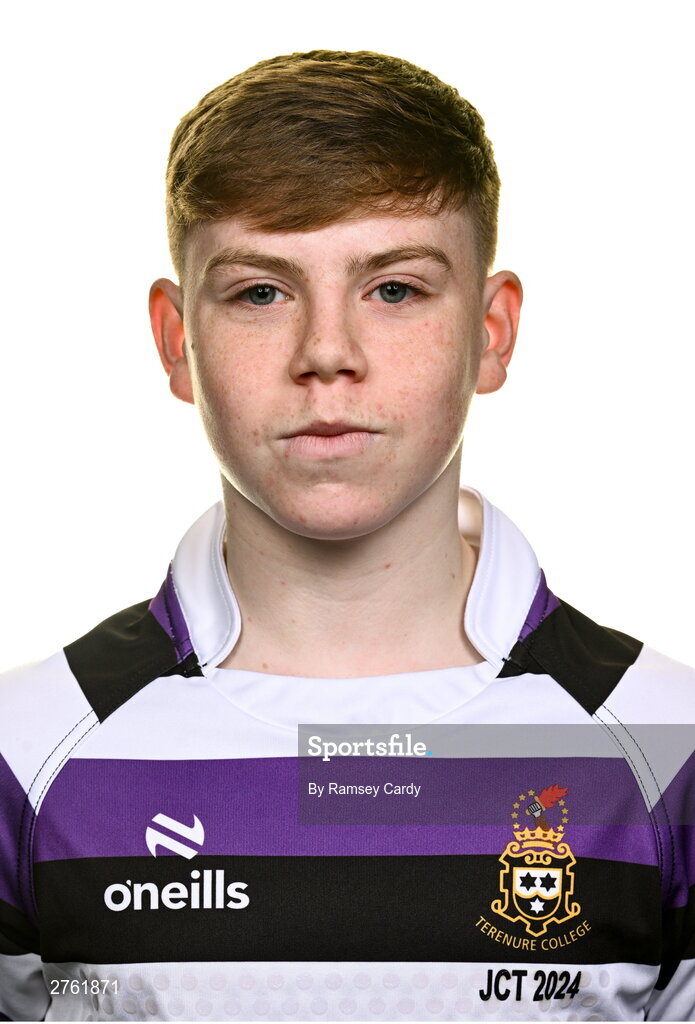 15 March 2024; Adam Kenny during a Terenure College squad portrait session ahead of their Bank of Ireland Leinster Schools Junior Cup Final. Photo by Ramsey Cardy/Sportsfile