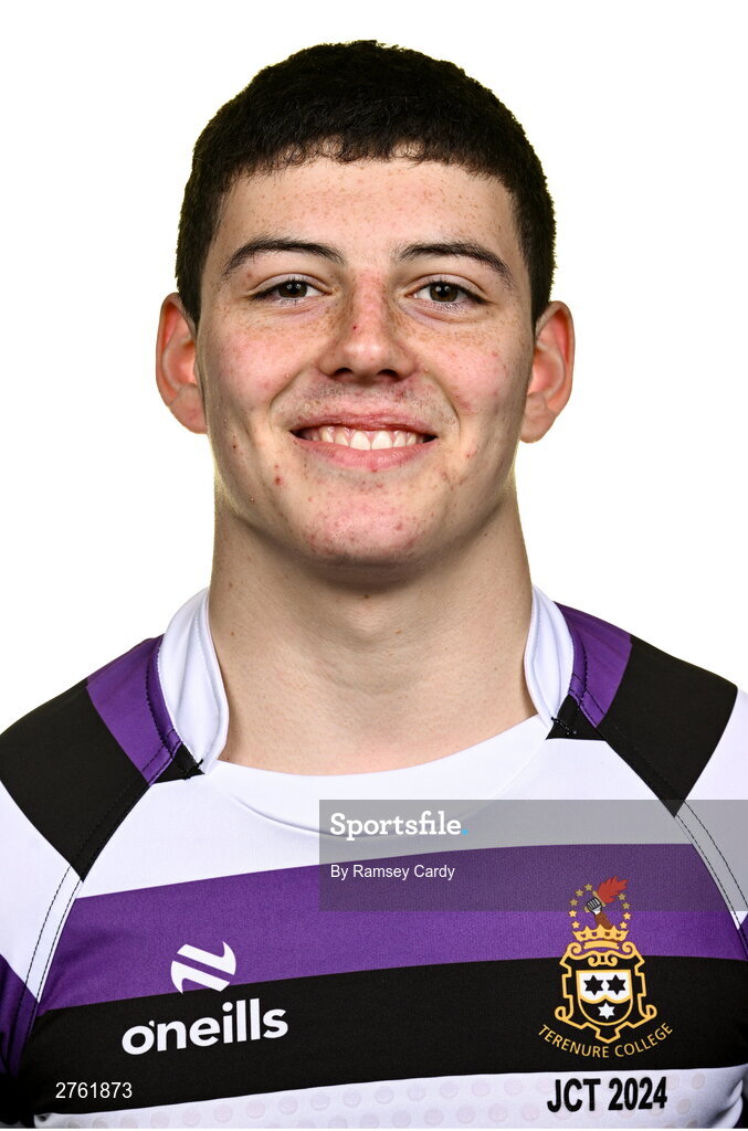 15 March 2024; Mick Smyth during a Terenure College squad portrait session ahead of their Bank of Ireland Leinster Schools Junior Cup Final. Photo by Ramsey Cardy/Sportsfile