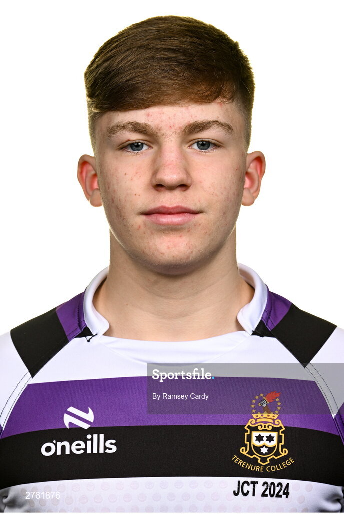 15 March 2024; Sean Ringwood during a Terenure College squad portrait session ahead of their Bank of Ireland Leinster Schools Junior Cup Final. Photo by Ramsey Cardy/Sportsfile