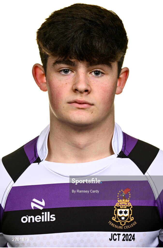 15 March 2024; Tola McKenzie during a Terenure College squad portrait session ahead of their Bank of Ireland Leinster Schools Junior Cup Final. Photo by Ramsey Cardy/Sportsfile