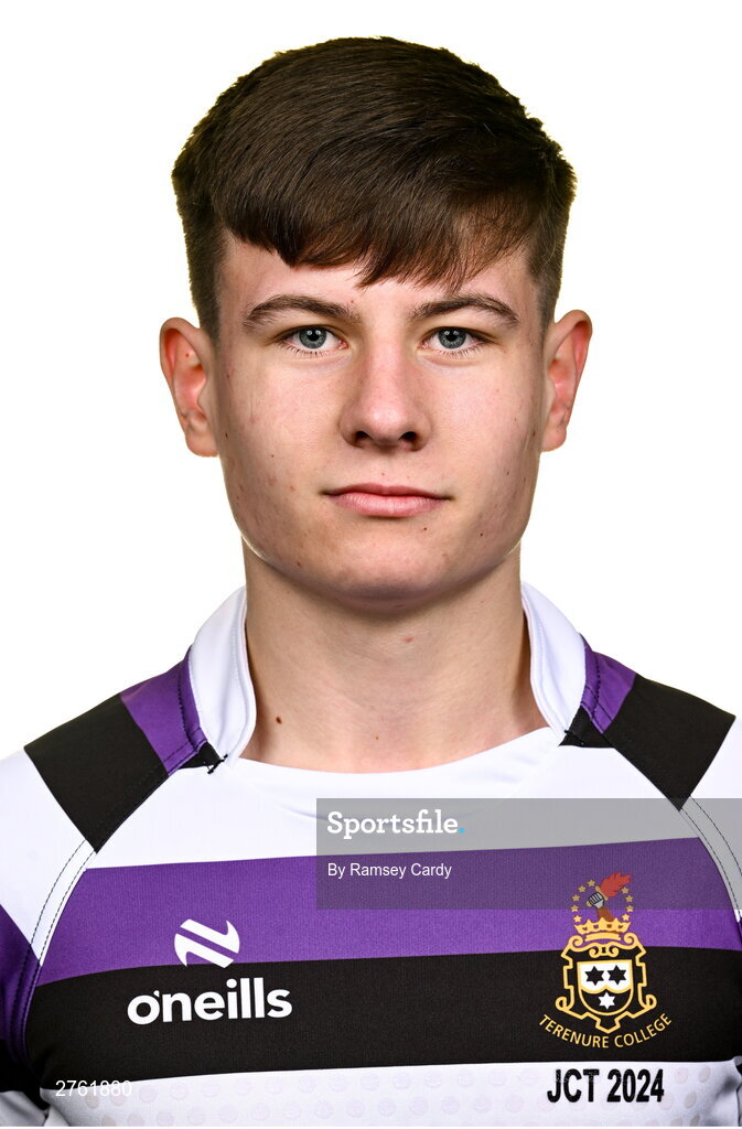 15 March 2024; Andrew Smyth during a Terenure College squad portrait session ahead of their Bank of Ireland Leinster Schools Junior Cup Final. Photo by Ramsey Cardy/Sportsfile