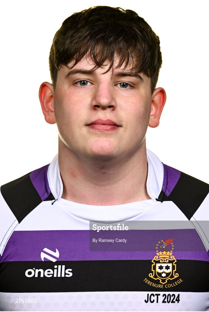 15 March 2024; Finlay Ryan-Power during a Terenure College squad portrait session ahead of their Bank of Ireland Leinster Schools Junior Cup Final. Photo by Ramsey Cardy/Sportsfile
