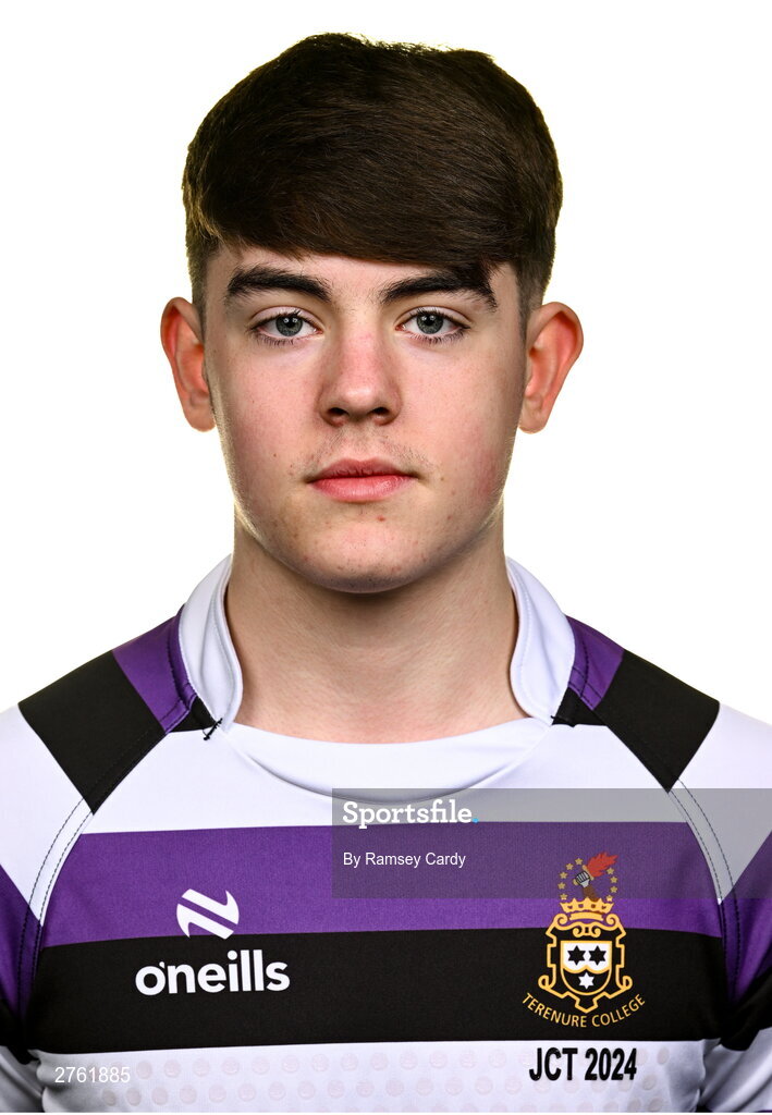 15 March 2024; Jack Walsh during a Terenure College squad portrait session ahead of their Bank of Ireland Leinster Schools Junior Cup Final. Photo by Ramsey Cardy/Sportsfile