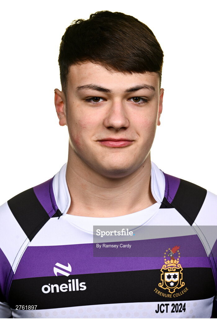 15 March 2024; Daniel McKenna during a Terenure College squad portrait session ahead of their Bank of Ireland Leinster Schools Junior Cup Final. Photo by Ramsey Cardy/Sportsfile