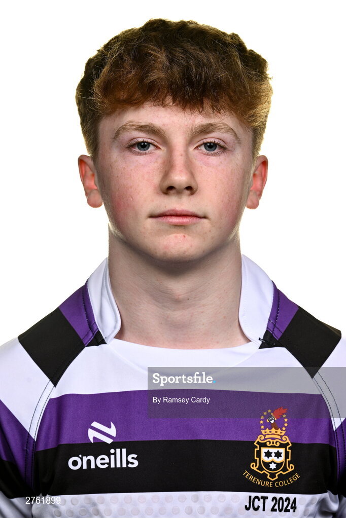 15 March 2024; Matthew Fowler during a Terenure College squad portrait session ahead of their Bank of Ireland Leinster Schools Junior Cup Final. Photo by Ramsey Cardy/Sportsfile