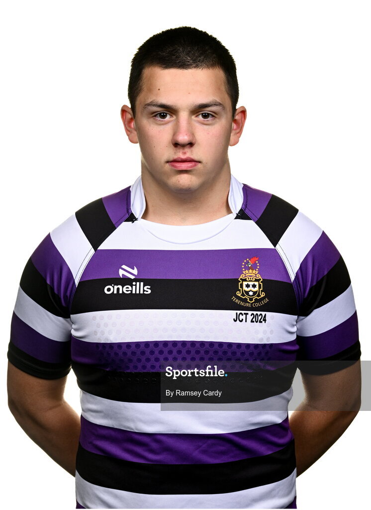15 March 2024; Rory O’Brien during a Terenure College squad portrait session ahead of their Bank of Ireland Leinster Schools Junior Cup Final. Photo by Ramsey Cardy/Sportsfile