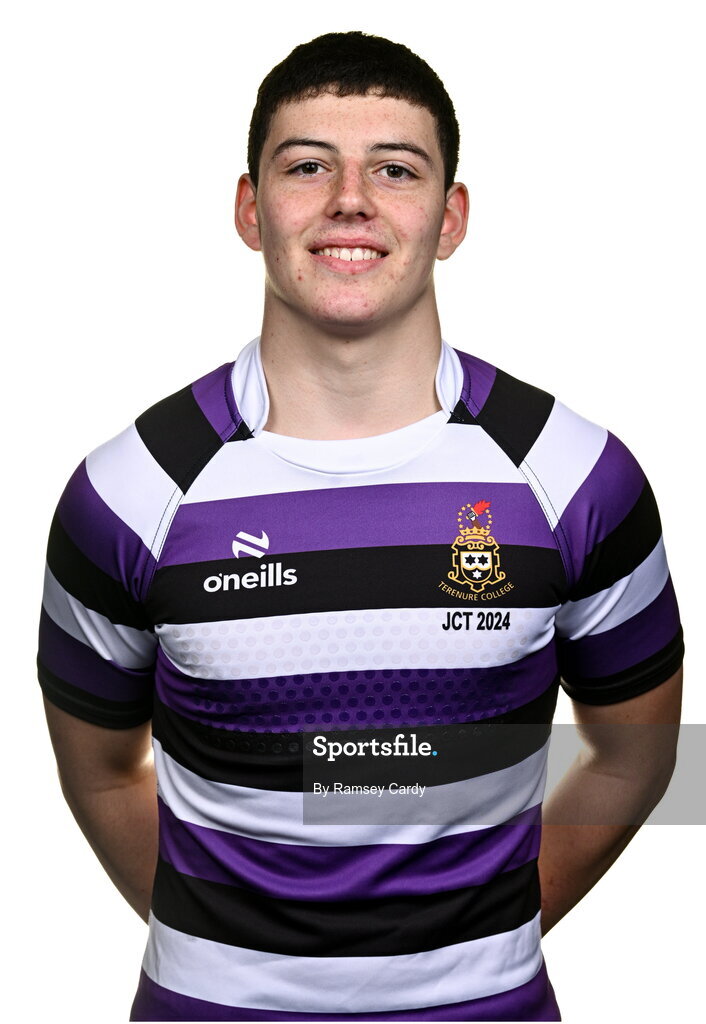 15 March 2024; Mick Smyth during a Terenure College squad portrait session ahead of their Bank of Ireland Leinster Schools Junior Cup Final. Photo by Ramsey Cardy/Sportsfile
