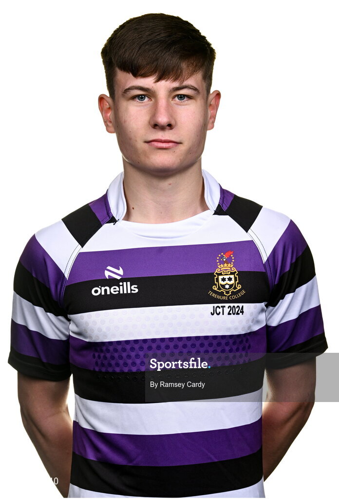 15 March 2024; Andrew Smyth during a Terenure College squad portrait session ahead of their Bank of Ireland Leinster Schools Junior Cup Final. Photo by Ramsey Cardy/Sportsfile