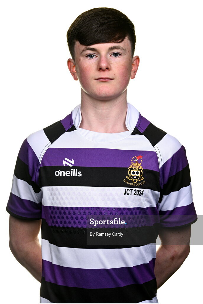 15 March 2024; Cillian McGetrick during a Terenure College squad portrait session ahead of their Bank of Ireland Leinster Schools Junior Cup Final. Photo by Ramsey Cardy/Sportsfile