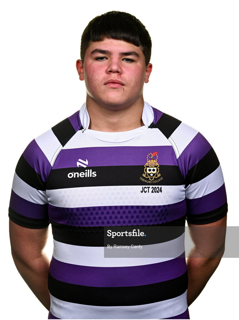 15 March 2024; Rowan Balamash during a Terenure College squad portrait session ahead of their Bank of Ireland Leinster Schools Junior Cup Final. Photo by Ramsey Cardy/Sportsfile