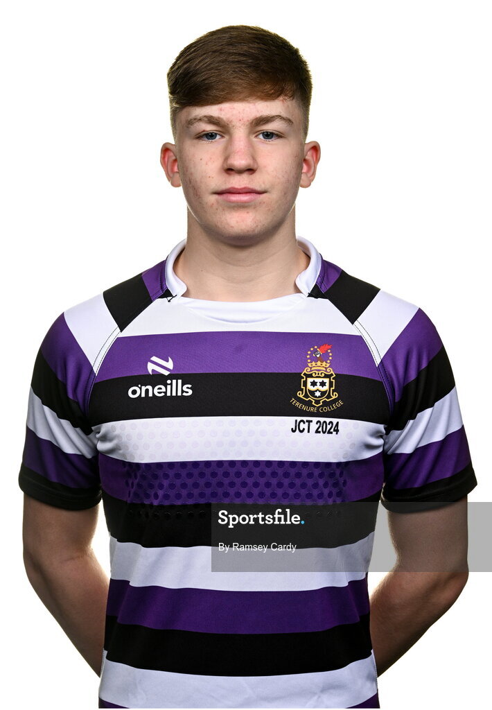 15 March 2024; Sean Ringwood during a Terenure College squad portrait session ahead of their Bank of Ireland Leinster Schools Junior Cup Final. Photo by Ramsey Cardy/Sportsfile