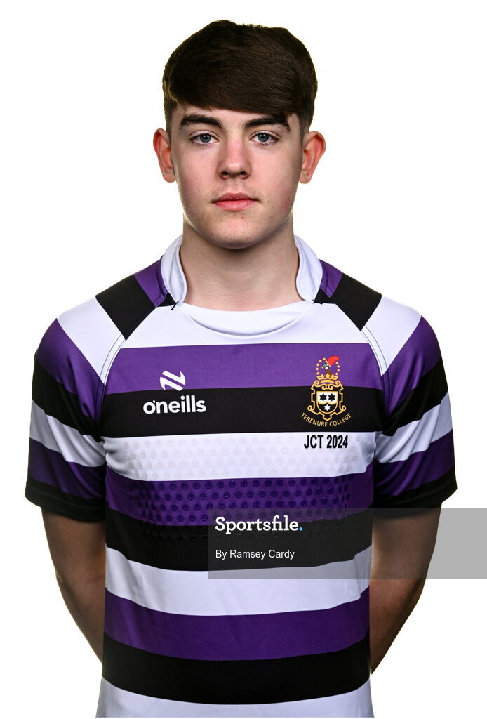 15 March 2024; Jack Walsh during a Terenure College squad portrait session ahead of their Bank of Ireland Leinster Schools Junior Cup Final. Photo by Ramsey Cardy/Sportsfile