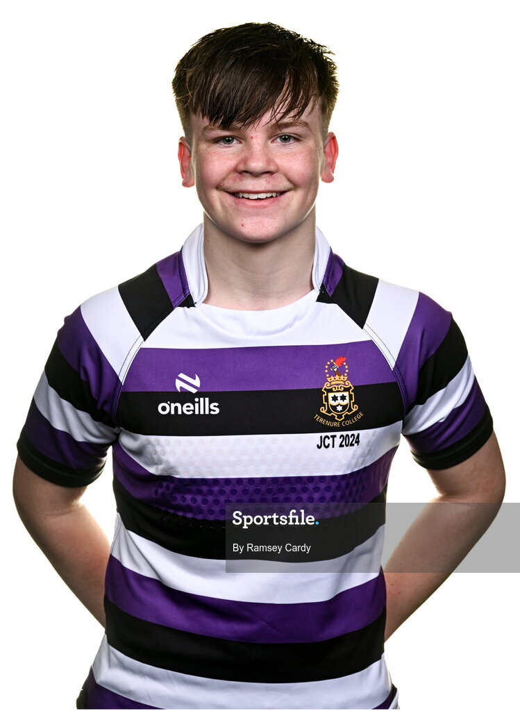 15 March 2024; Rory Curry during a Terenure College squad portrait session ahead of their Bank of Ireland Leinster Schools Junior Cup Final. Photo by Ramsey Cardy/Sportsfile