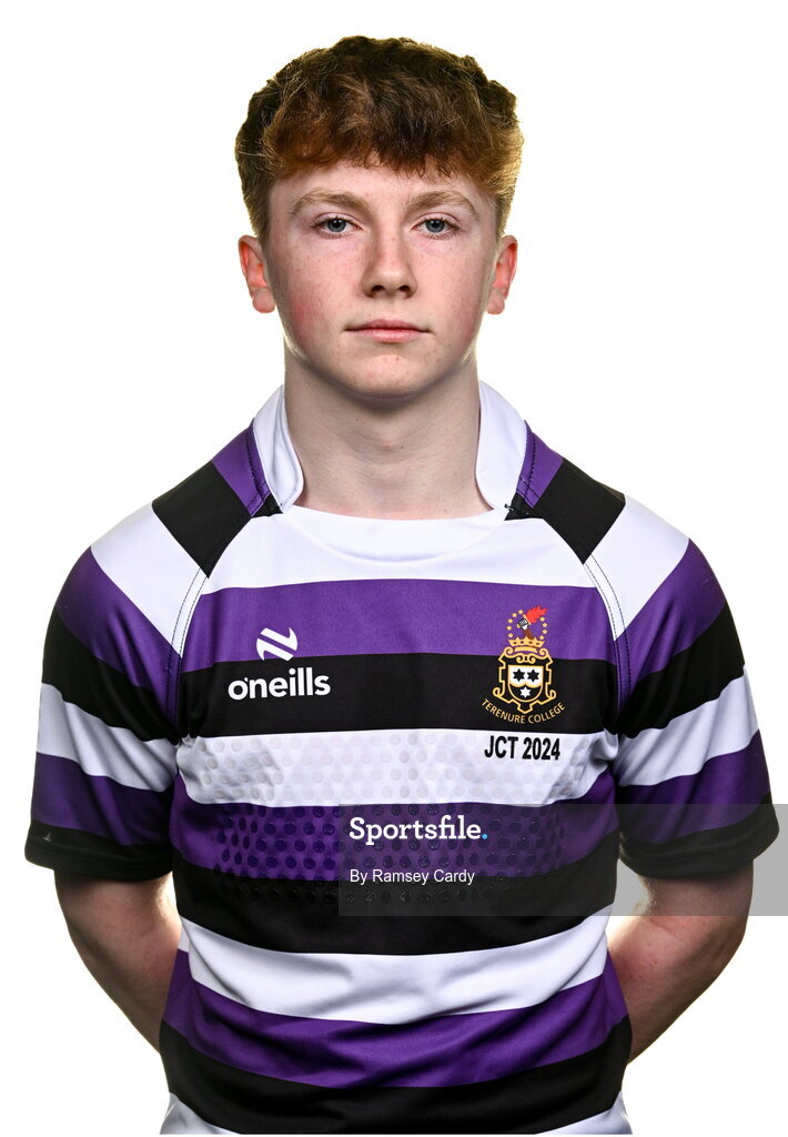 15 March 2024; Matthew Fowler during a Terenure College squad portrait session ahead of their Bank of Ireland Leinster Schools Junior Cup Final. Photo by Ramsey Cardy/Sportsfile