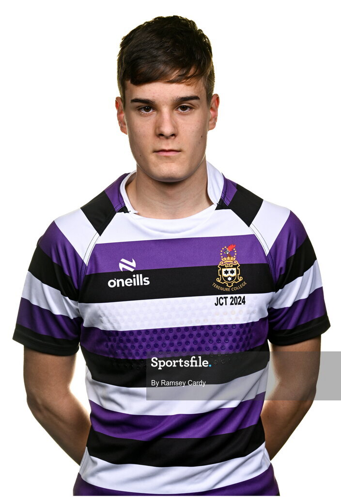 15 March 2024; Max Mulcahy during a Terenure College squad portrait session ahead of their Bank of Ireland Leinster Schools Junior Cup Final. Photo by Ramsey Cardy/Sportsfile