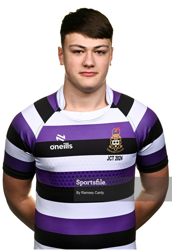 15 March 2024; Daniel McKenna during a Terenure College squad portrait session ahead of their Bank of Ireland Leinster Schools Junior Cup Final. Photo by Ramsey Cardy/Sportsfile