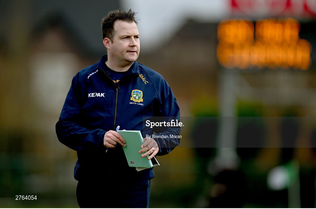 17 March 2024; Meath manager Shane McCormack before the Lidl LGFA National League Division 1 Round 6 match between Meath and Kerry at Donaghmore Ashbourne GAA Club in Ashbourne, Meath. Photo by Brendan Moran/Sportsfile