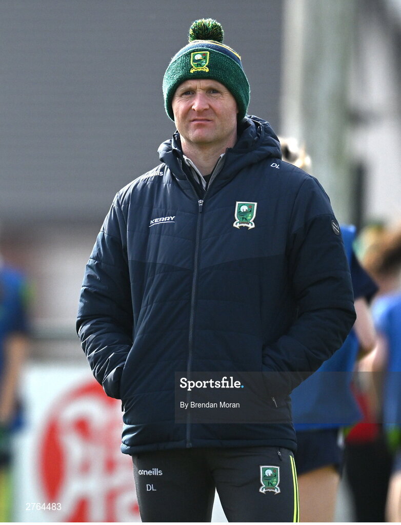 17 March 2024; Kerry joint-manager Darragh Long before the Lidl LGFA National League Division 1 Round 6 match between Meath and Kerry at Donaghmore Ashbourne GAA Club in Ashbourne, Meath. Photo by Brendan Moran/Sportsfile