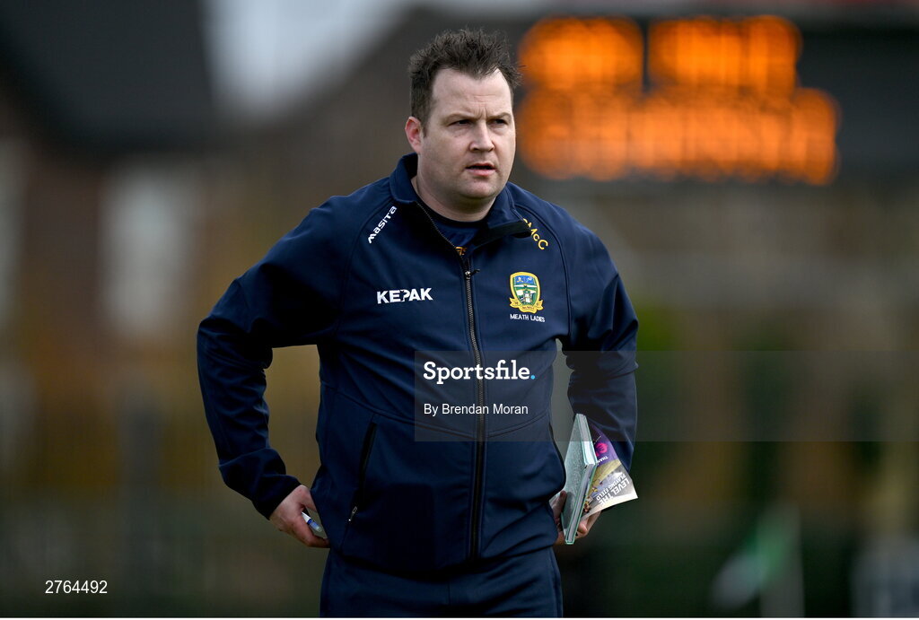 17 March 2024; Meath manager Shane McCormack before the Lidl LGFA National League Division 1 Round 6 match between Meath and Kerry at Donaghmore Ashbourne GAA Club in Ashbourne, Meath. Photo by Brendan Moran/Sportsfile