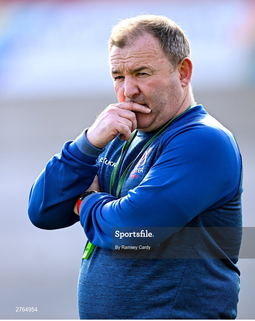 19 March 2024; Interim head coach Richie Murphy during Ulster Rugby squad training at the Kingspan Stadium in Belfast. Photo by Ramsey Cardy/Sportsfile