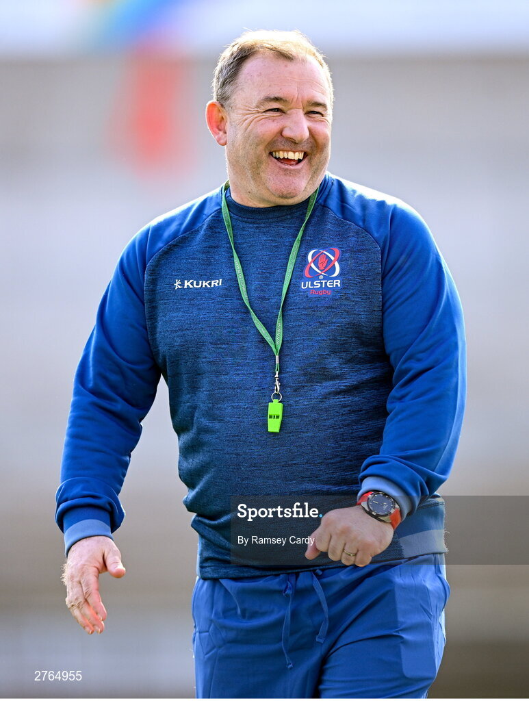 19 March 2024; Interim head coach Richie Murphy during Ulster Rugby squad training at the Kingspan Stadium in Belfast. Photo by Ramsey Cardy/Sportsfile