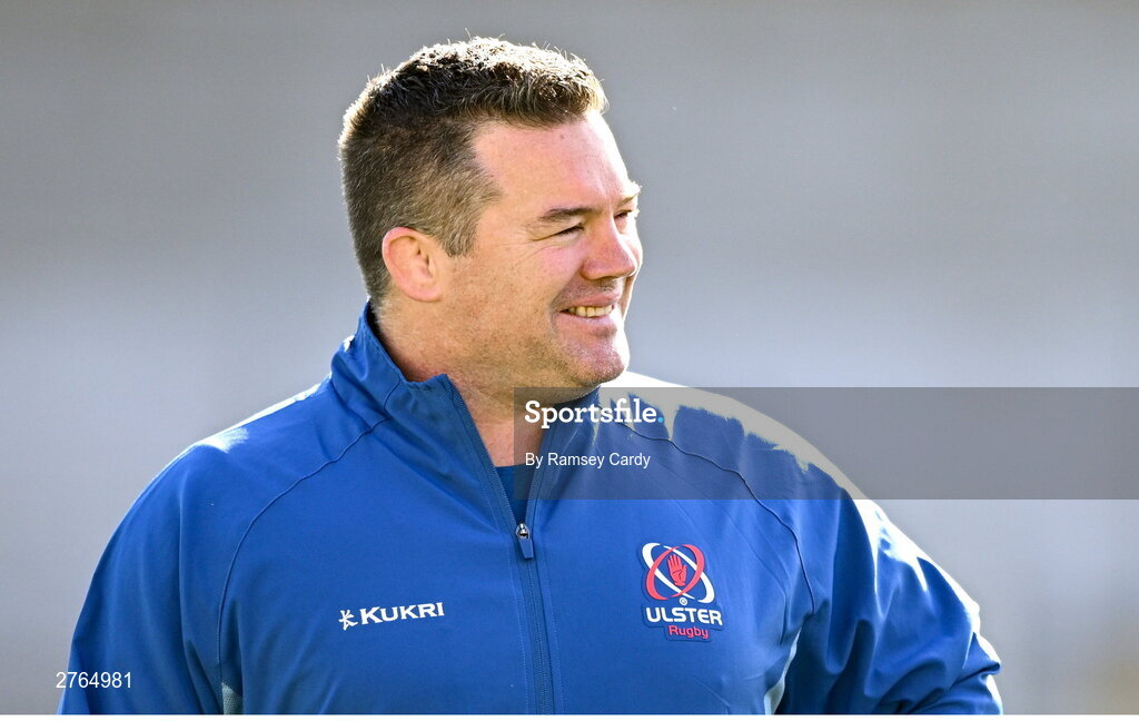 19 March 2024; National scrum coach John Fogarty during Ulster Rugby squad training at the Kingspan Stadium in Belfast. Photo by Ramsey Cardy/Sportsfile