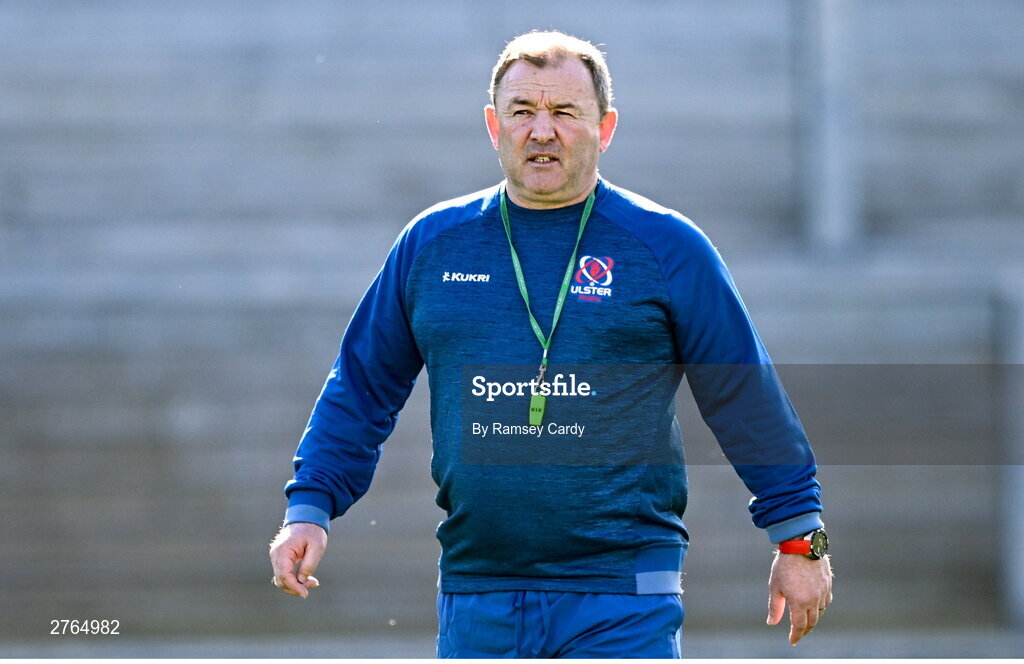 19 March 2024; Interim head coach Richie Murphy during Ulster Rugby squad training at the Kingspan Stadium in Belfast. Photo by Ramsey Cardy/Sportsfile