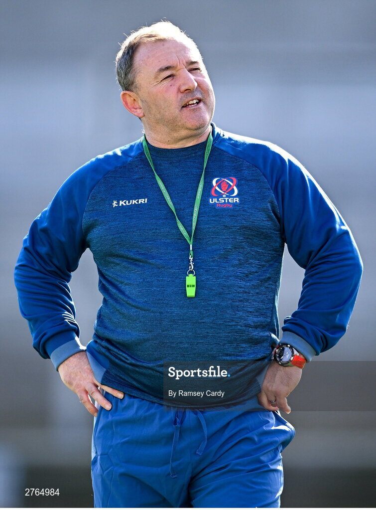 19 March 2024; Interim head coach Richie Murphy during Ulster Rugby squad training at the Kingspan Stadium in Belfast. Photo by Ramsey Cardy/Sportsfile