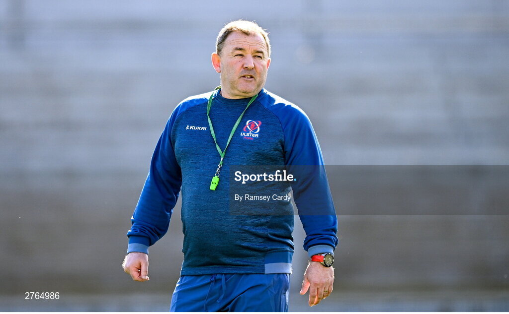 19 March 2024; Interim head coach Richie Murphy during Ulster Rugby squad training at the Kingspan Stadium in Belfast. Photo by Ramsey Cardy/Sportsfile