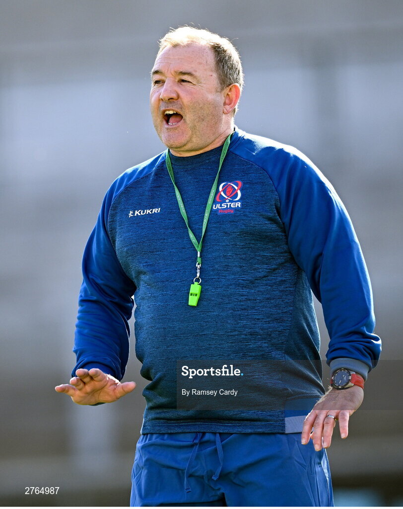19 March 2024; Interim head coach Richie Murphy during Ulster Rugby squad training at the Kingspan Stadium in Belfast. Photo by Ramsey Cardy/Sportsfile