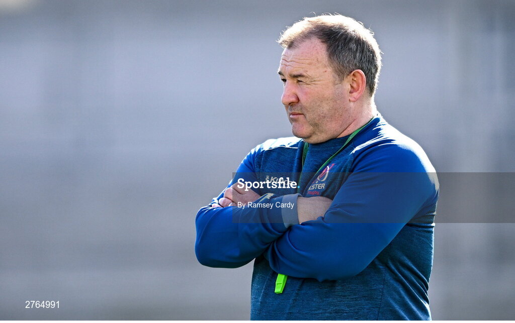 19 March 2024; Interim head coach Richie Murphy during Ulster Rugby squad training at the Kingspan Stadium in Belfast. Photo by Ramsey Cardy/Sportsfile