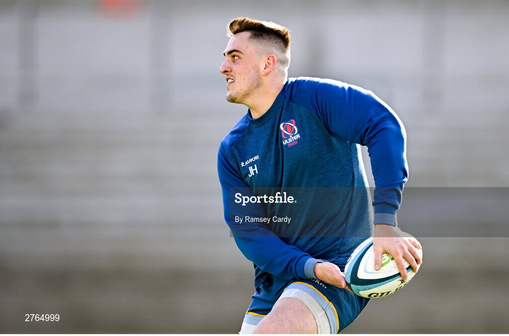 19 March 2024; James Hume during Ulster Rugby squad training at the Kingspan Stadium in Belfast. Photo by Ramsey Cardy/Sportsfile