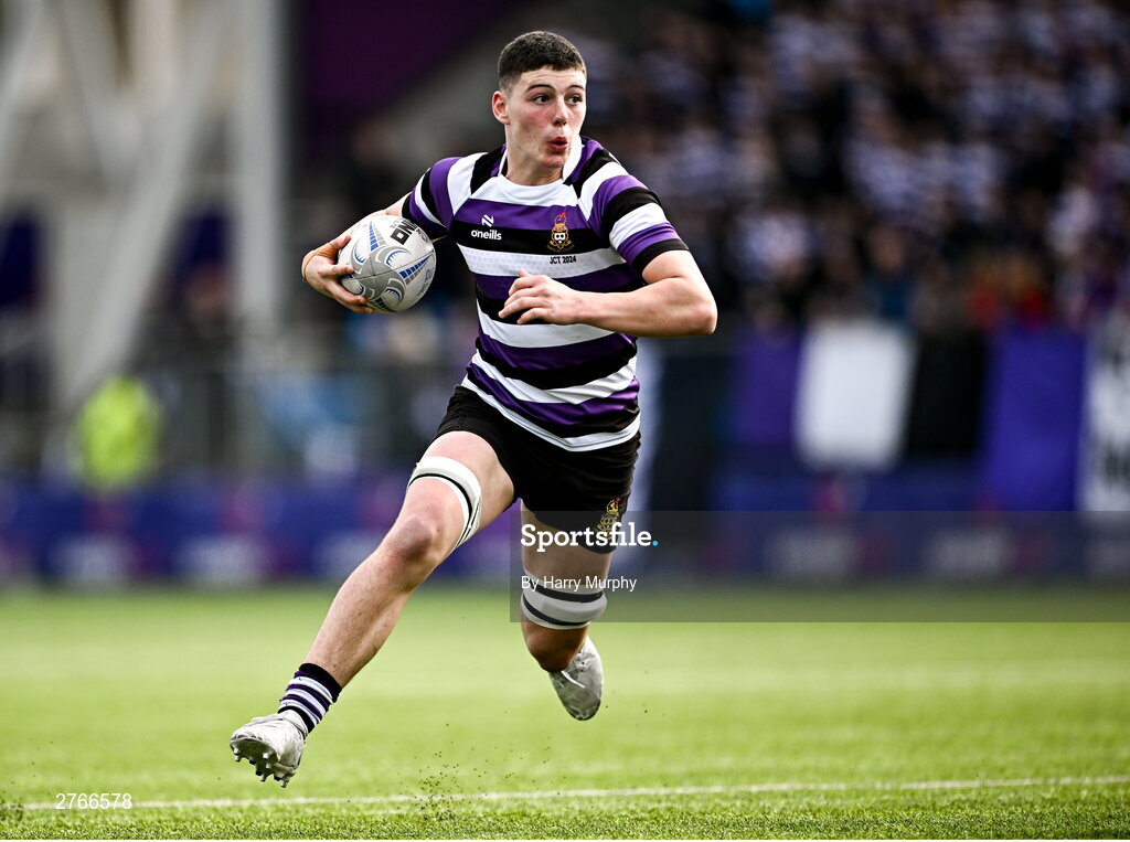 20 March 2024; Michael Smyth of Terenure College during the Bank of Ireland Leinster Schools Junior Cup final match between St Mary's College and Terenure College at Energia Park in Dublin. Photo by Harry Murphy/Sportsfile