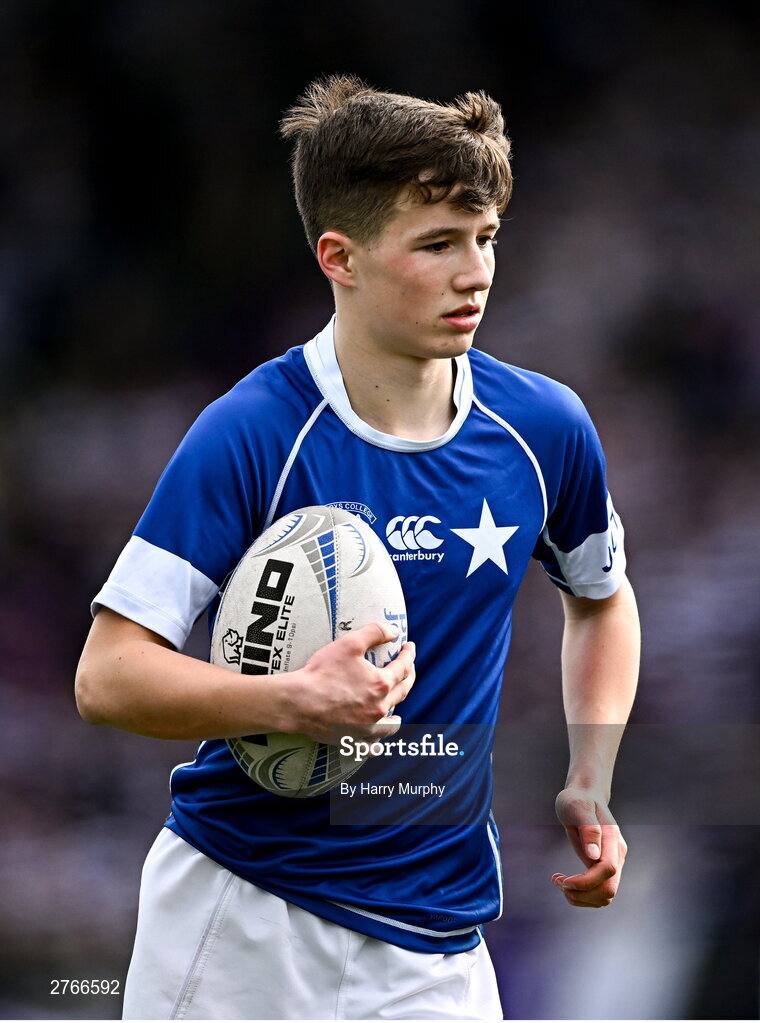 20 March 2024; Jack Fogarty of St Mary’s College during the Bank of Ireland Leinster Schools Junior Cup final match between St Mary's College and Terenure College at Energia Park in Dublin. Photo by Harry Murphy/Sportsfile