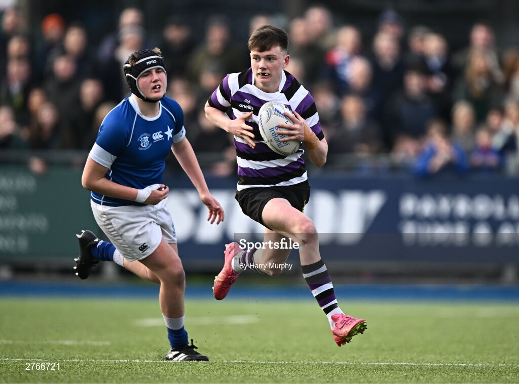 20 March 2024; Tommy Smyth of Terenure College during the Bank of Ireland Leinster Schools Junior Cup final match between St Mary's College and Terenure College at Energia Park in Dublin. Photo by Harry Murphy/Sportsfile