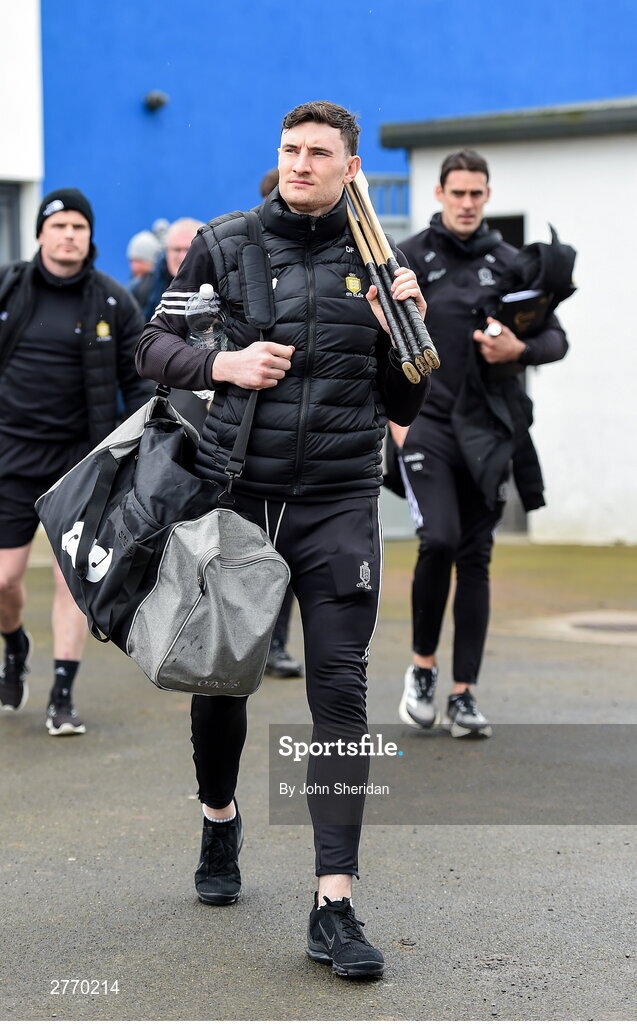 24 March 2024; David Fitzgerald of Clare arrives before the Allianz Hurling League Division 1 semi-final match between Clare and Tipperary at Laois Hire O'Moore Park in Portlaoise, Laois. Photo by John Sheridan/Sportsfile