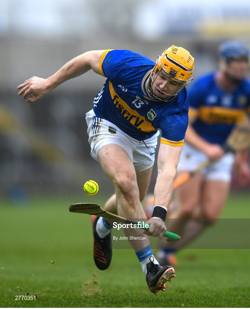 24 March 2024; Jake Morris of Tipperary during the Allianz Hurling League Division 1 semi-final match between Clare and Tipperary at Laois Hire O'Moore Park in Portlaoise, Laois. Photo by John Sheridan/Sportsfile