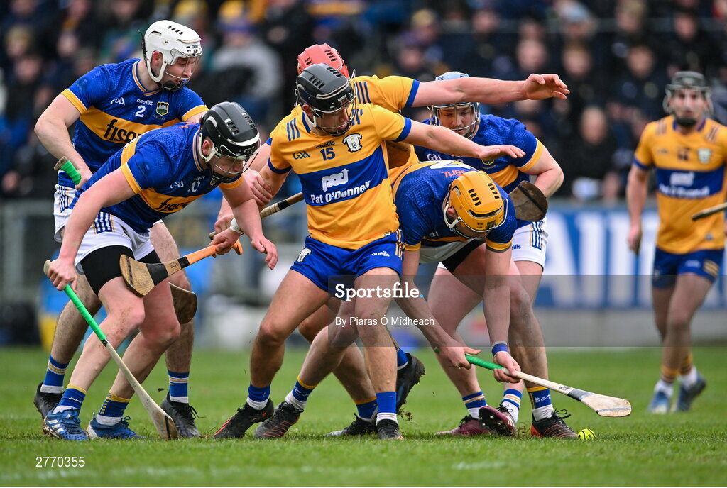 24 March 2024; Ronan Maher of Tipperary gathers possession during the Allianz Hurling League Division 1 semi-final match between Clare and Tipperary at Laois Hire O'Moore Park in Portlaoise, Laois. Photo by Piaras Ó Mídheach/Sportsfile