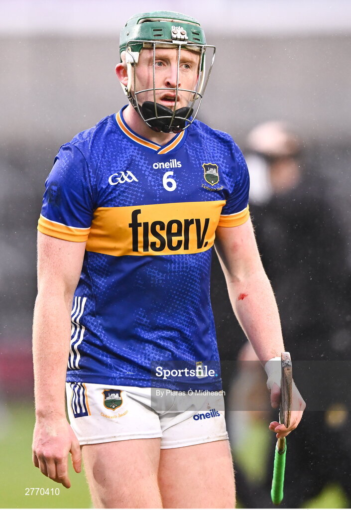 24 March 2024; Robert Byrne of Tipperary after his side's defeat in the Allianz Hurling League Division 1 semi-final match between Clare and Tipperary at Laois Hire O'Moore Park in Portlaoise, Laois. Photo by Piaras Ó Mídheach/Sportsfile