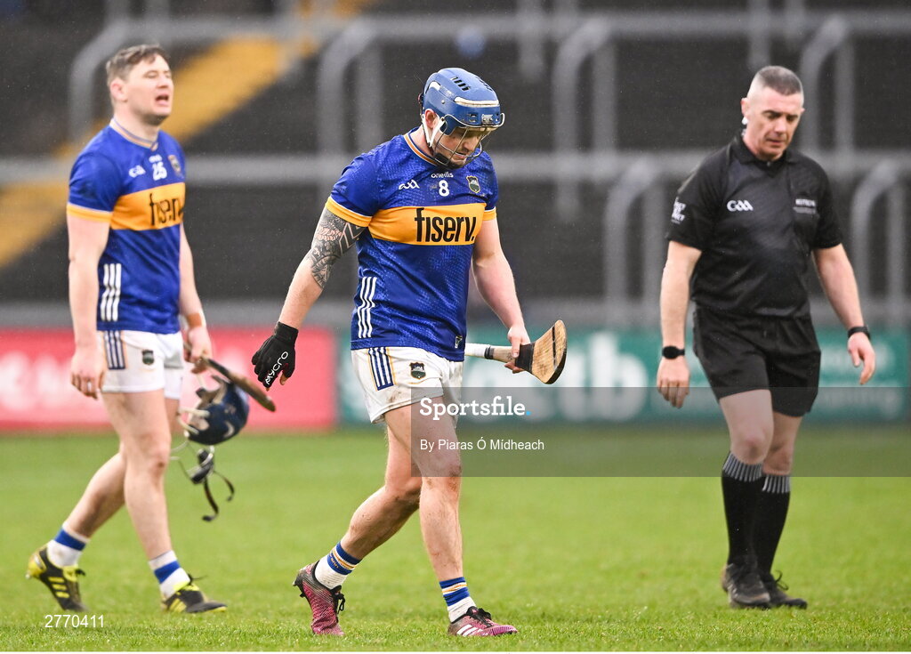 24 March 2024; Willie Connors of Tipperary, 8, after his side's defeat in the Allianz Hurling League Division 1 semi-final match between Clare and Tipperary at Laois Hire O'Moore Park in Portlaoise, Laois. Photo by Piaras Ó Mídheach/Sportsfile