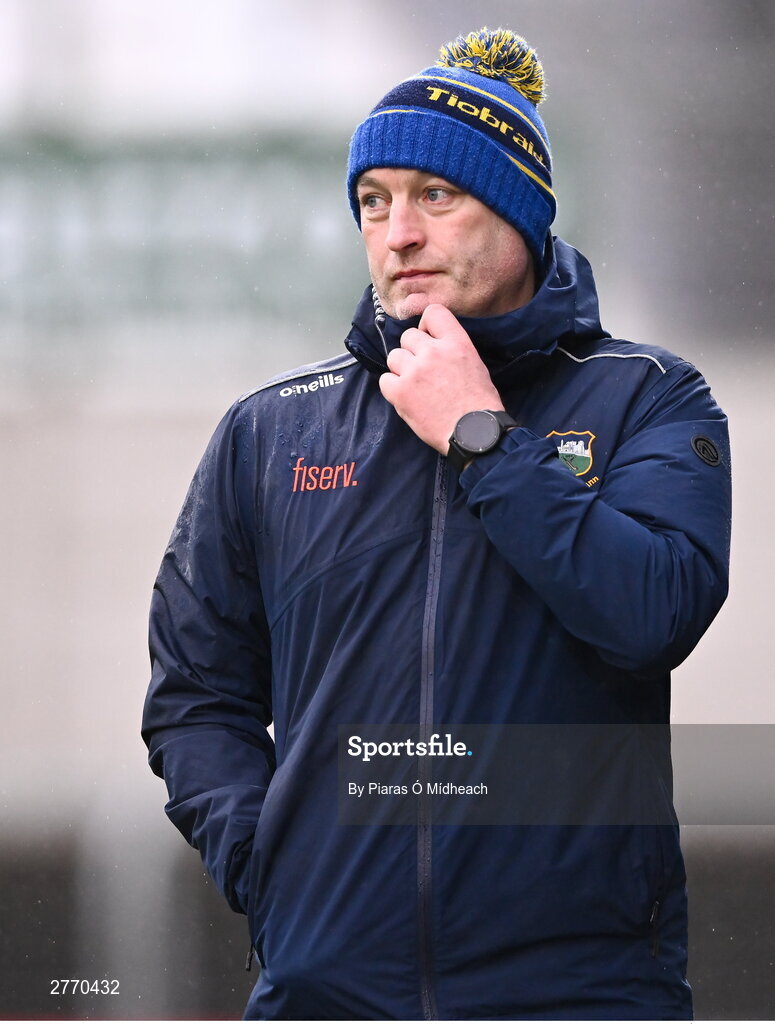 24 March 2024; Tipperary manager Liam Cahill during the Allianz Hurling League Division 1 semi-final match between Clare and Tipperary at Laois Hire O'Moore Park in Portlaoise, Laois. Photo by Piaras Ó Mídheach/Sportsfile