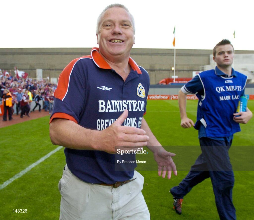 24 July 2004; Westmeath manager Paidi O'Se celebrates after victory over Laois. Bank of Ireland Leinster Senior Football Championship Final Replay, Westmeath v Laois, Croke Park, Dublin. Picture credit; Brendan Moran / SPORTSFILE