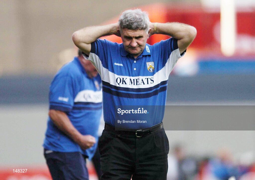 24 July 2004; Laois manager Mick O'Dwyer reacts to a missed chance late in the game. Bank of Ireland Leinster Senior Football Championship Final Replay, Westmeath v Laois, Croke Park, Dublin. Picture credit; Brendan Moran / SPORTSFILE