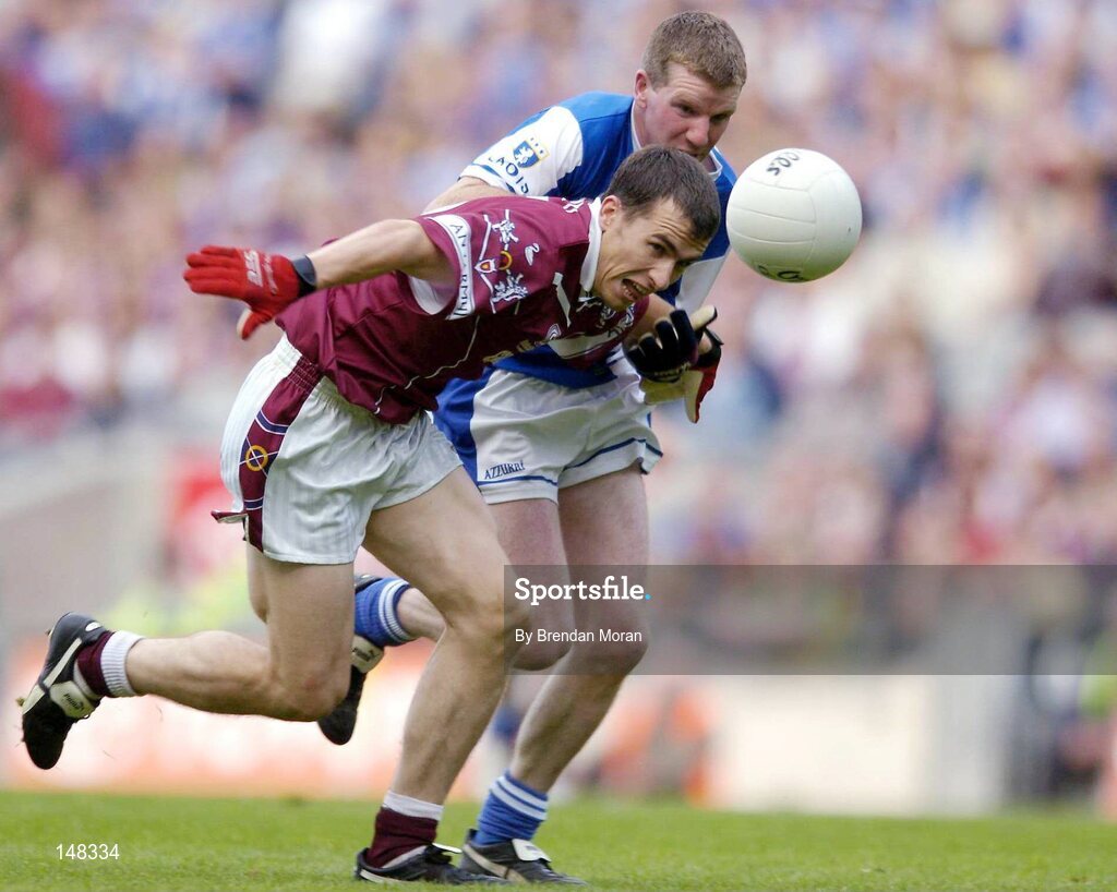 24 July 2004; Dessie Dolan, Westmeath, in action against Paul McDonald, Laois. Bank of Ireland Leinster Senior Football Championship Final Replay, Westmeath v Laois, Croke Park, Dublin. Picture credit; Brendan Moran / SPORTSFILE