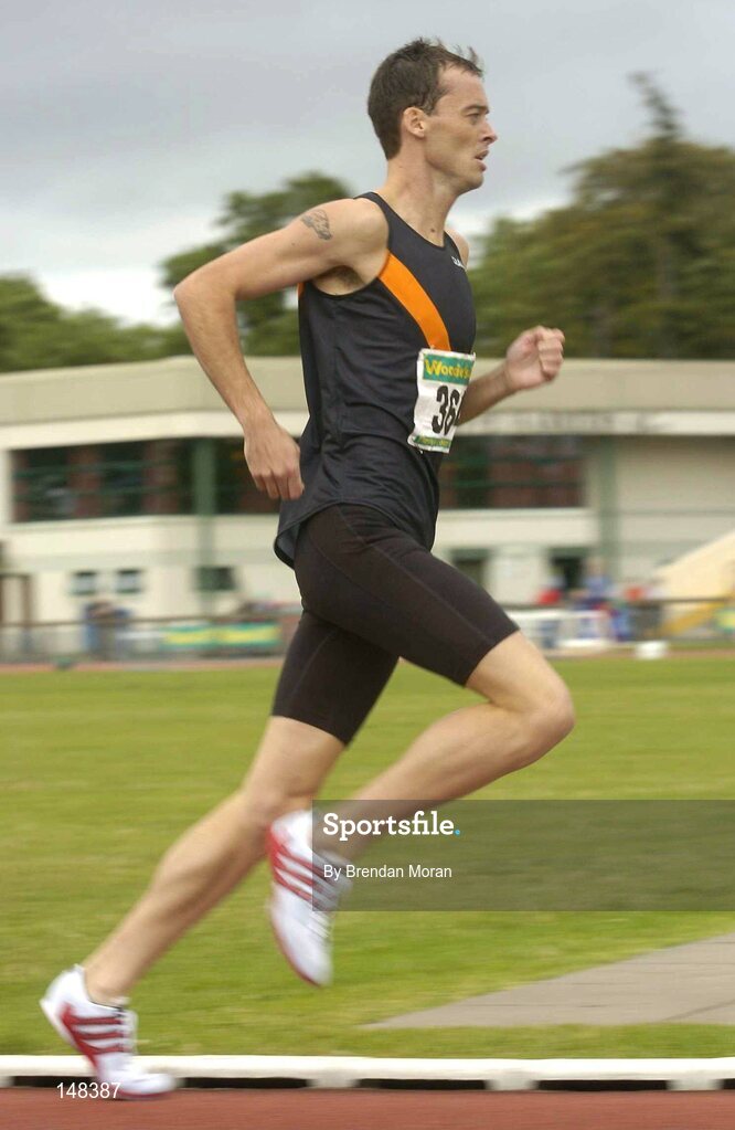 25 July 2004; Alastair Cragg, Clonliffe Harriers AC, on his way to victory in the Men's 1500m Final. AAI Senior Track and Field Championships, Morton Stadium, Santry, Dublin. Picture credit; Brendan Moran / SPORTSFILE