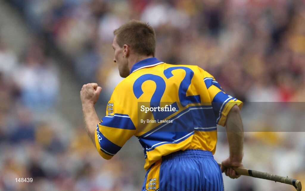 25 July 2004; Clare's James O'Connor celebrates having scored the equalising point. Guinness All-Ireland Senior Hurling Championship, Quarter Final, Clare v Kilkenny, Croke Park, Dublin. Picture credit; Brian Lawless / SPORTSFILE